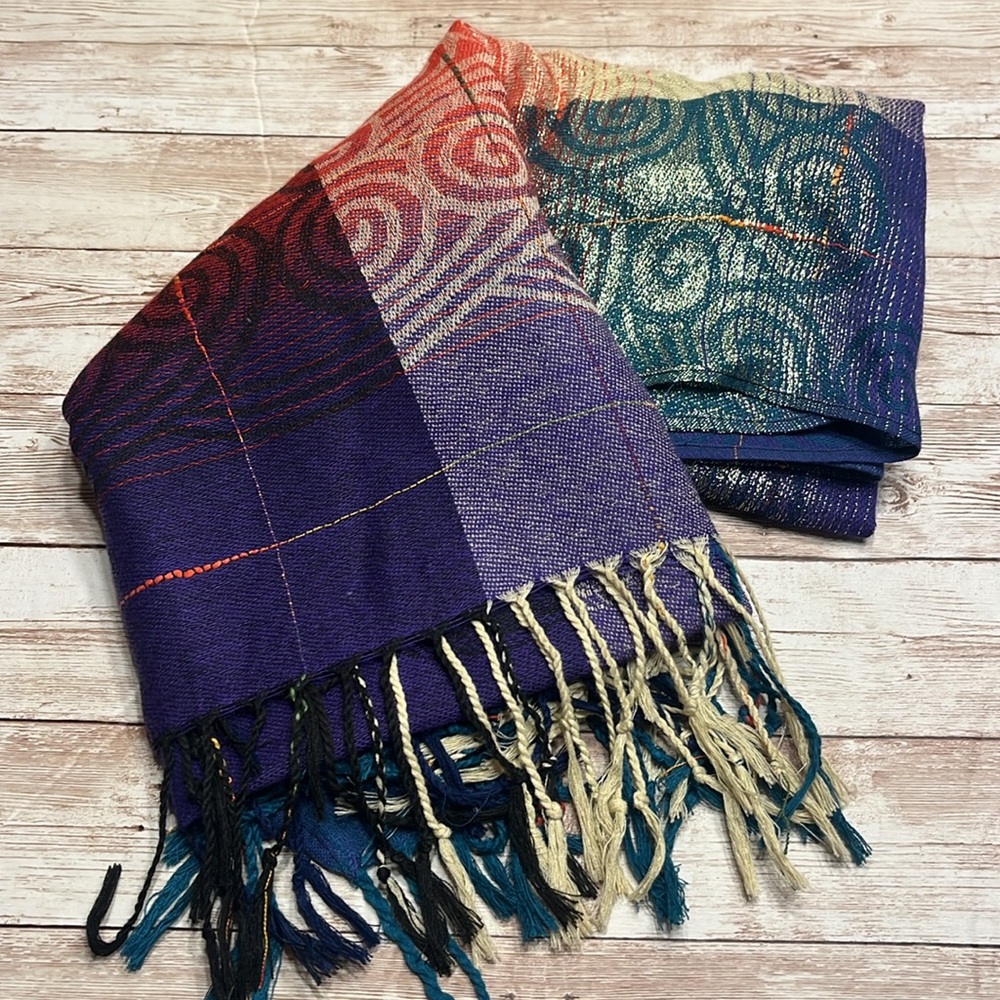 Pashmina Multicolor Scarf with Fringe